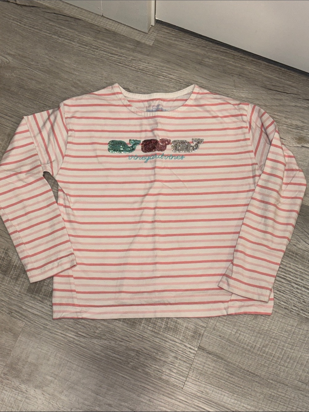 Vineyard Vines Pink and White Striped Long-Sleeve Tee